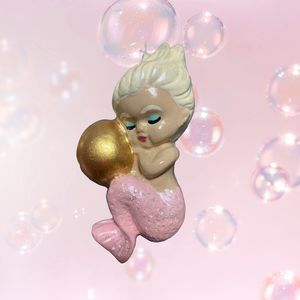 Chalkware Baby Mermaid Bubble - Soft Pink - MCM Bathroom